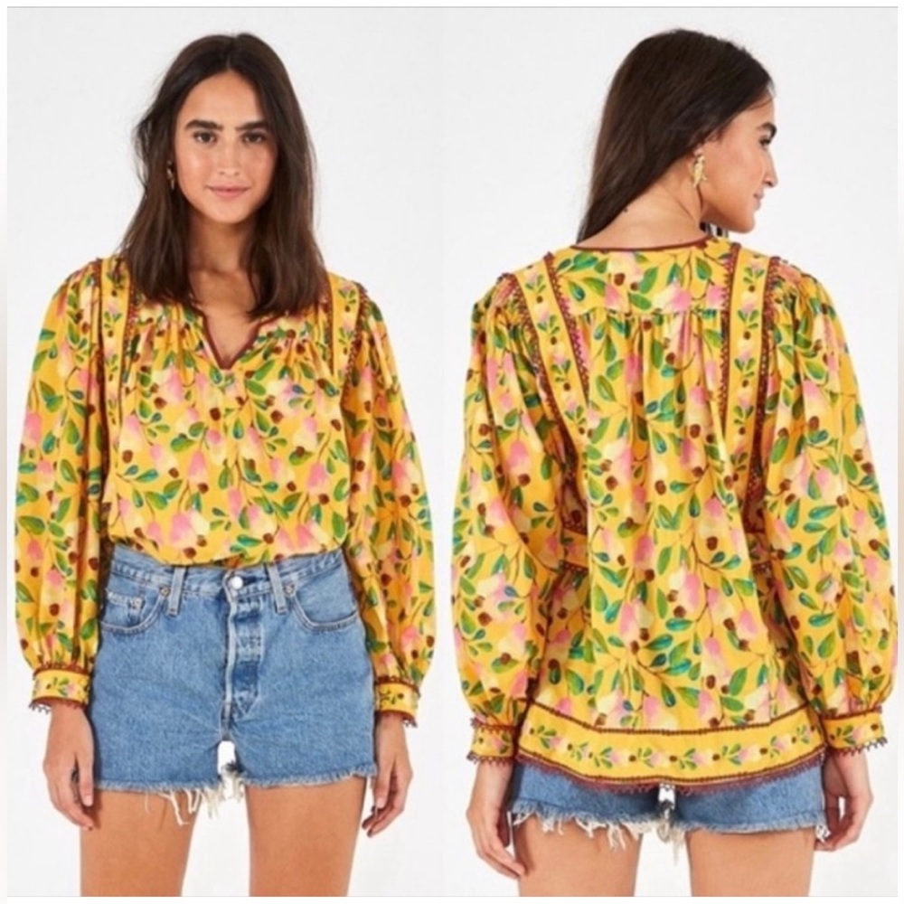 Farm Rio🌺 Mini Cashew Blouse Long Sleeve S